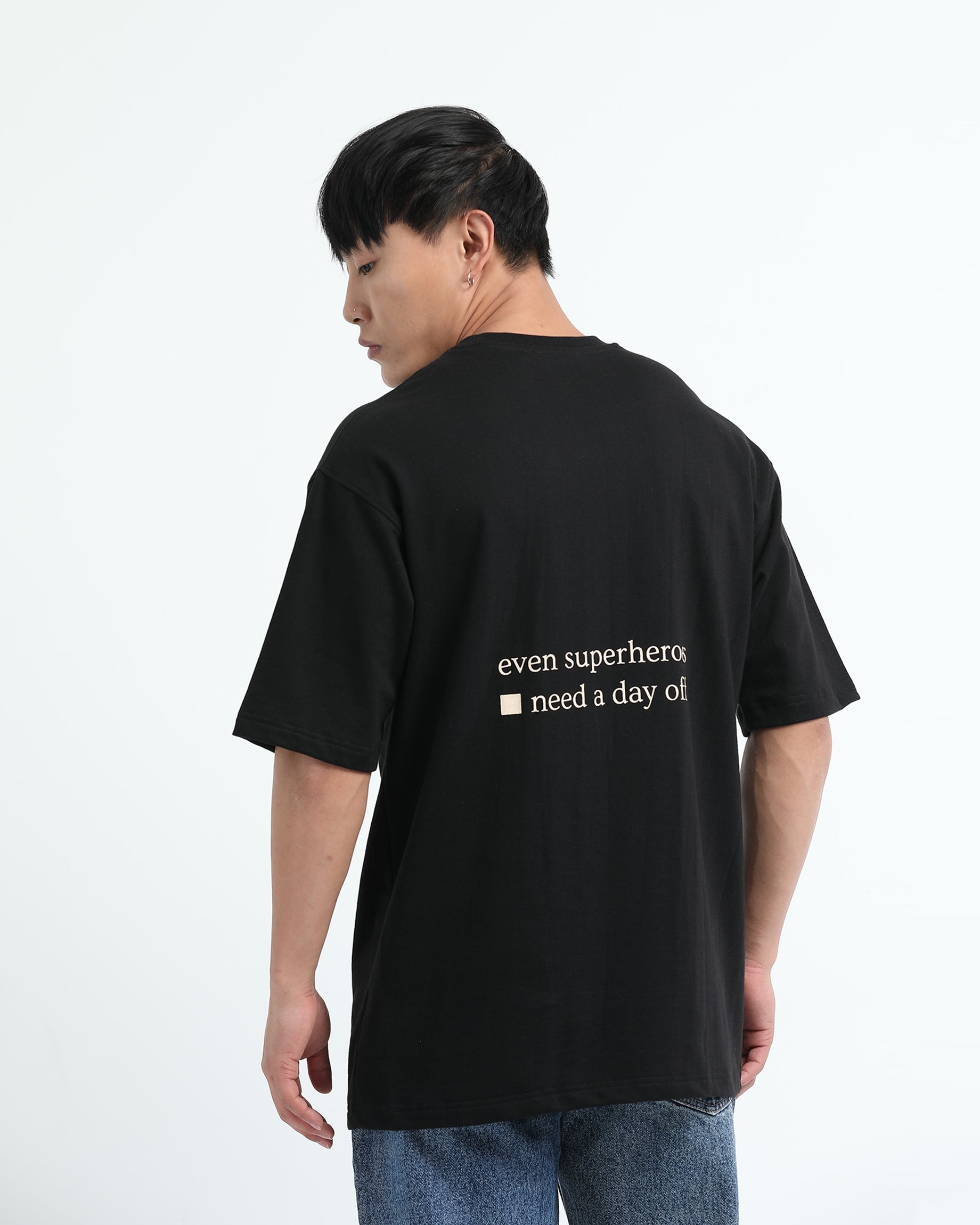 SELF CARE BLACK TEE - Relaxed Fit