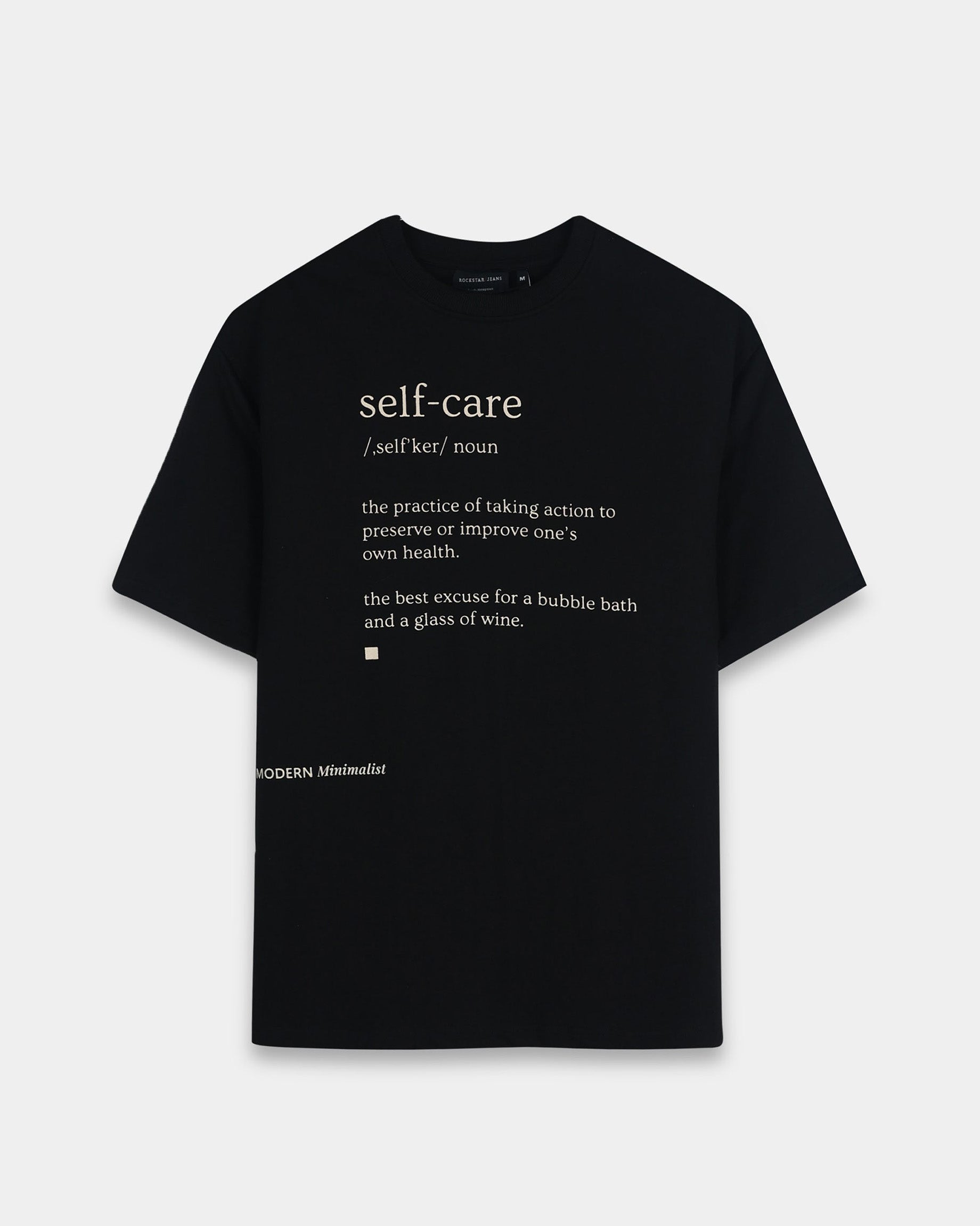 SELF CARE BLACK TEE - Relaxed Fit