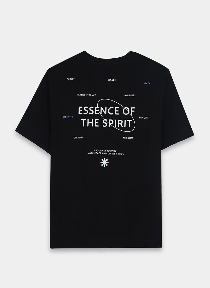 ESSENCE OF SPIRIT Oversized Cotton Printed T-Shirt Black
