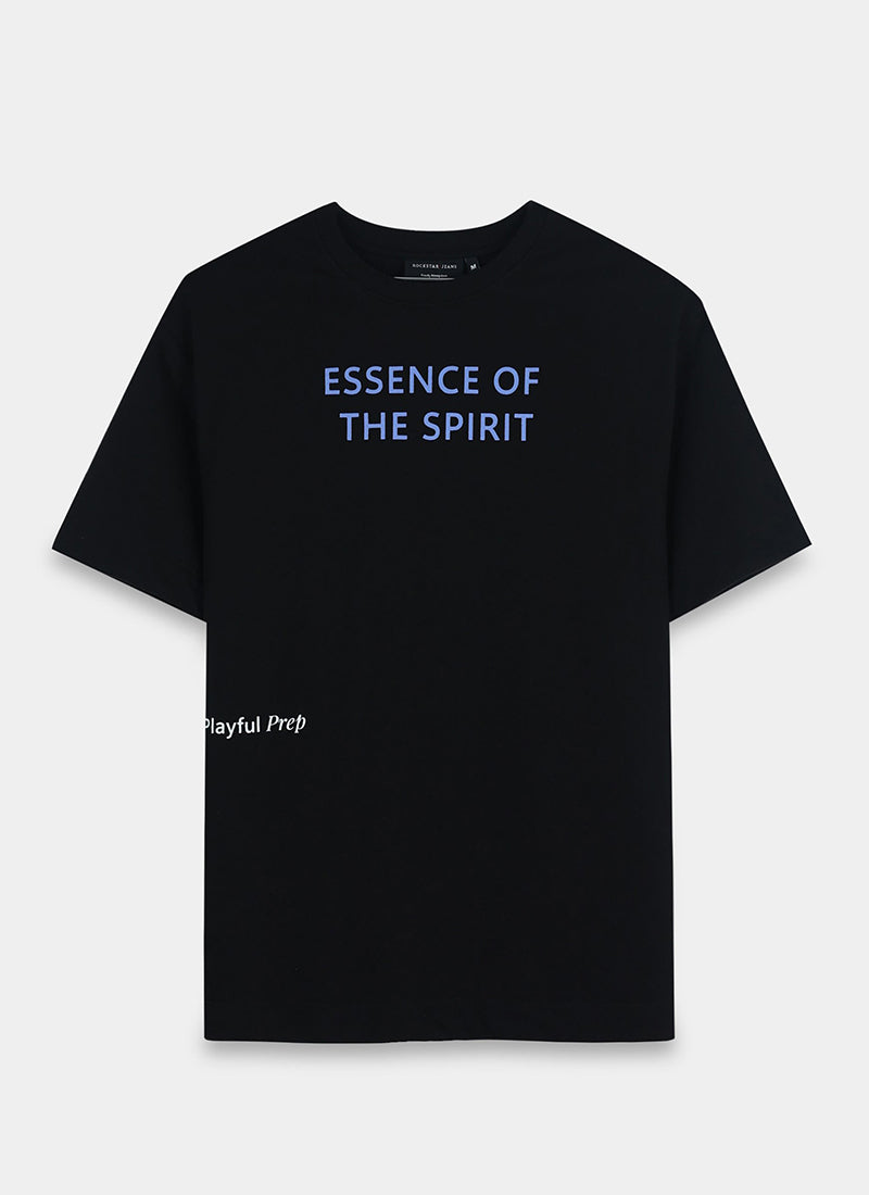 ESSENCE OF SPIRIT Oversized Cotton Printed T-Shirt Black