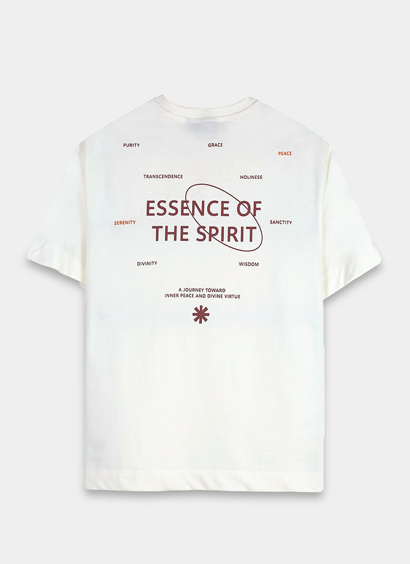 ESSENCE OF SPIRIT Oversized Cotton Printed T-Shirt Off White