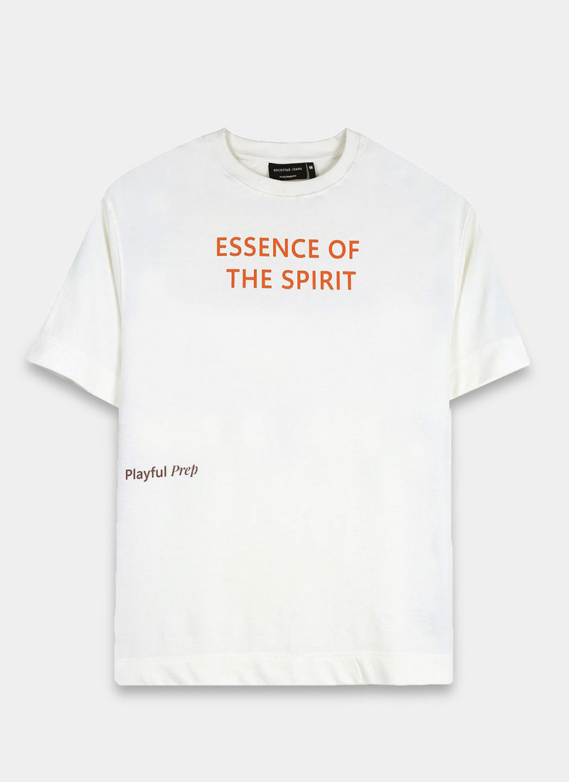 ESSENCE OF SPIRIT Oversized Cotton Printed T-Shirt Off White