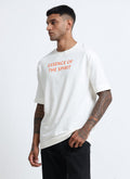 ESSENCE OF SPIRIT Oversized Cotton Printed T-Shirt Off White