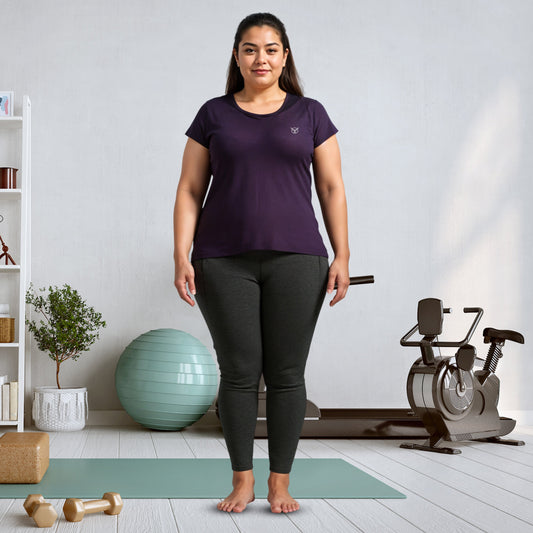 Activewear Purple Pennant Women Top - Overlap neck finish -Plus Size