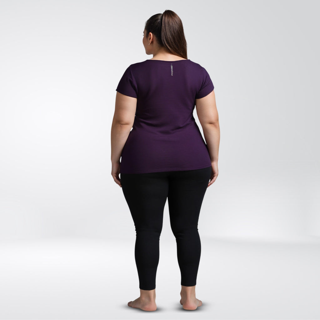 Activewear Purple Pennant Women Top - Overlap neck finish -Plus Size
