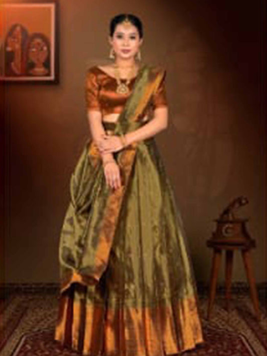 Banaras Luxury Bridal Lehenga​ Tissue Gold Copper