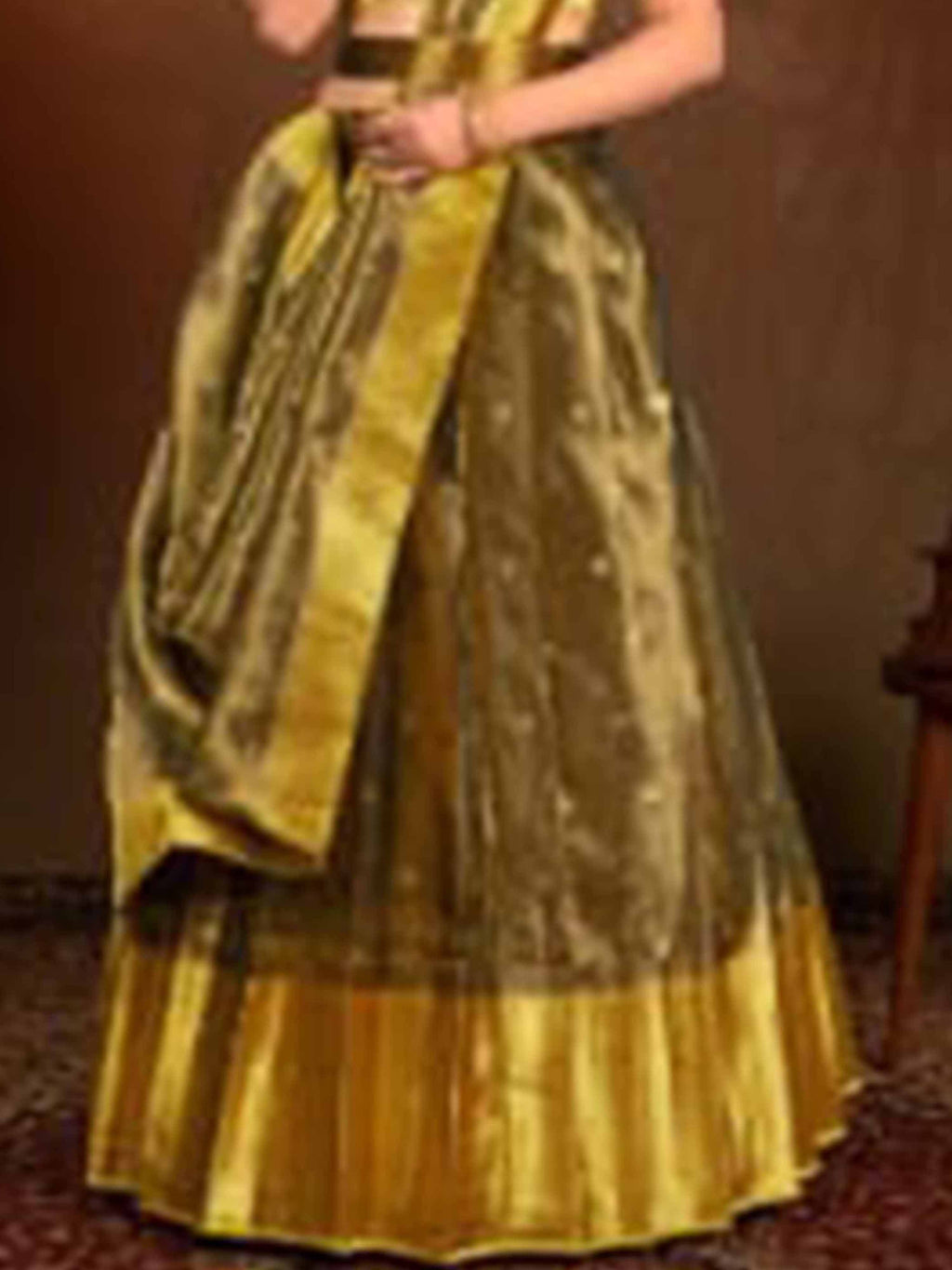 Gold Liril Tissue Cloth Lehenga Banaras