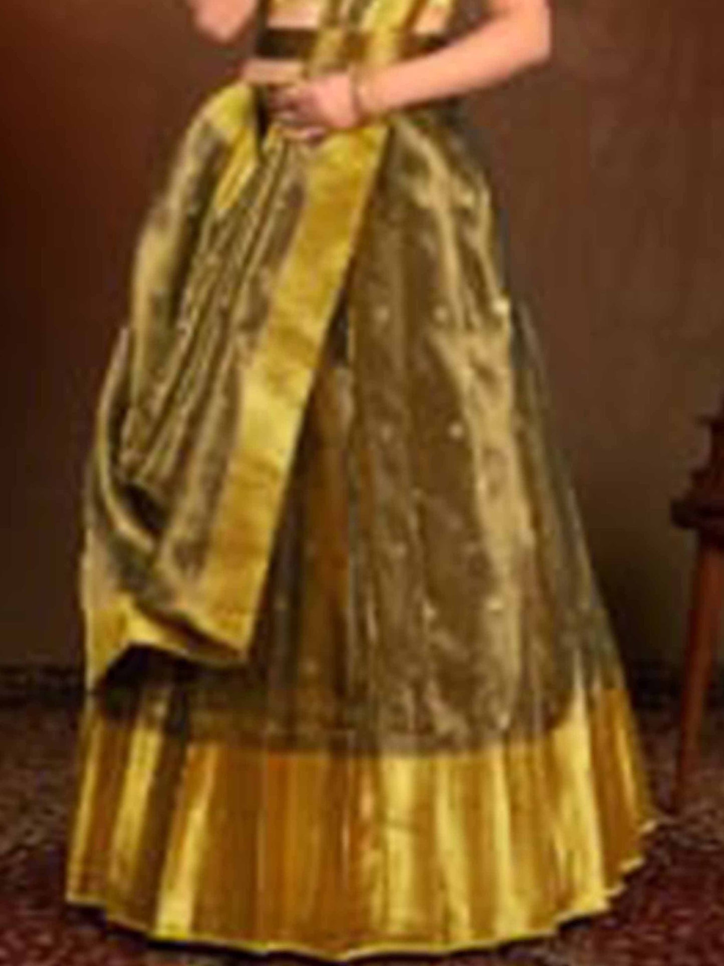 Gold Liril Tissue Cloth Lehenga Banaras
