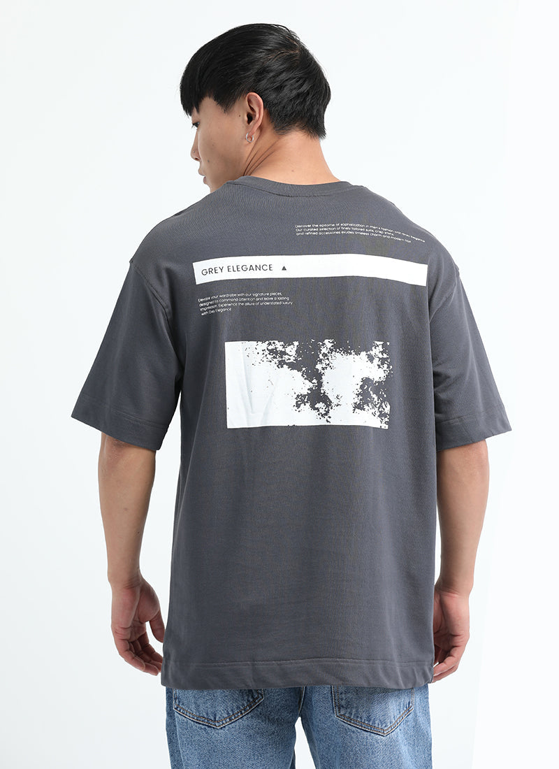 GREY ELEGANCE Oversized Printed Cotton T-Shirt Anthracite Grey