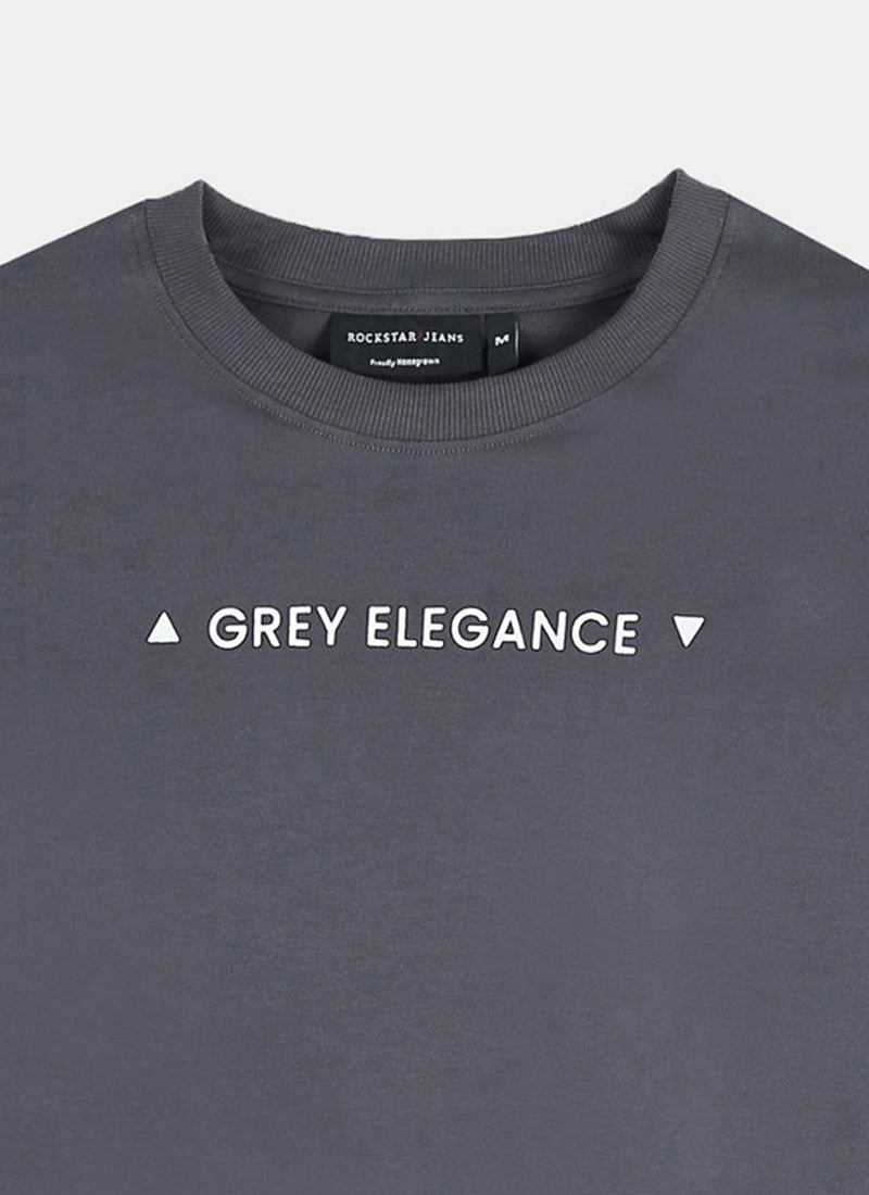 GREY ELEGANCE Oversized Printed Cotton T-Shirt Anthracite Grey