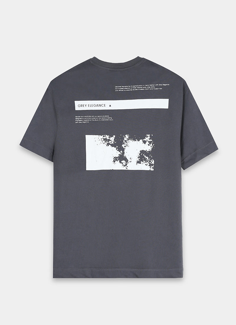 GREY ELEGANCE Oversized Printed Cotton T-Shirt Anthracite Grey