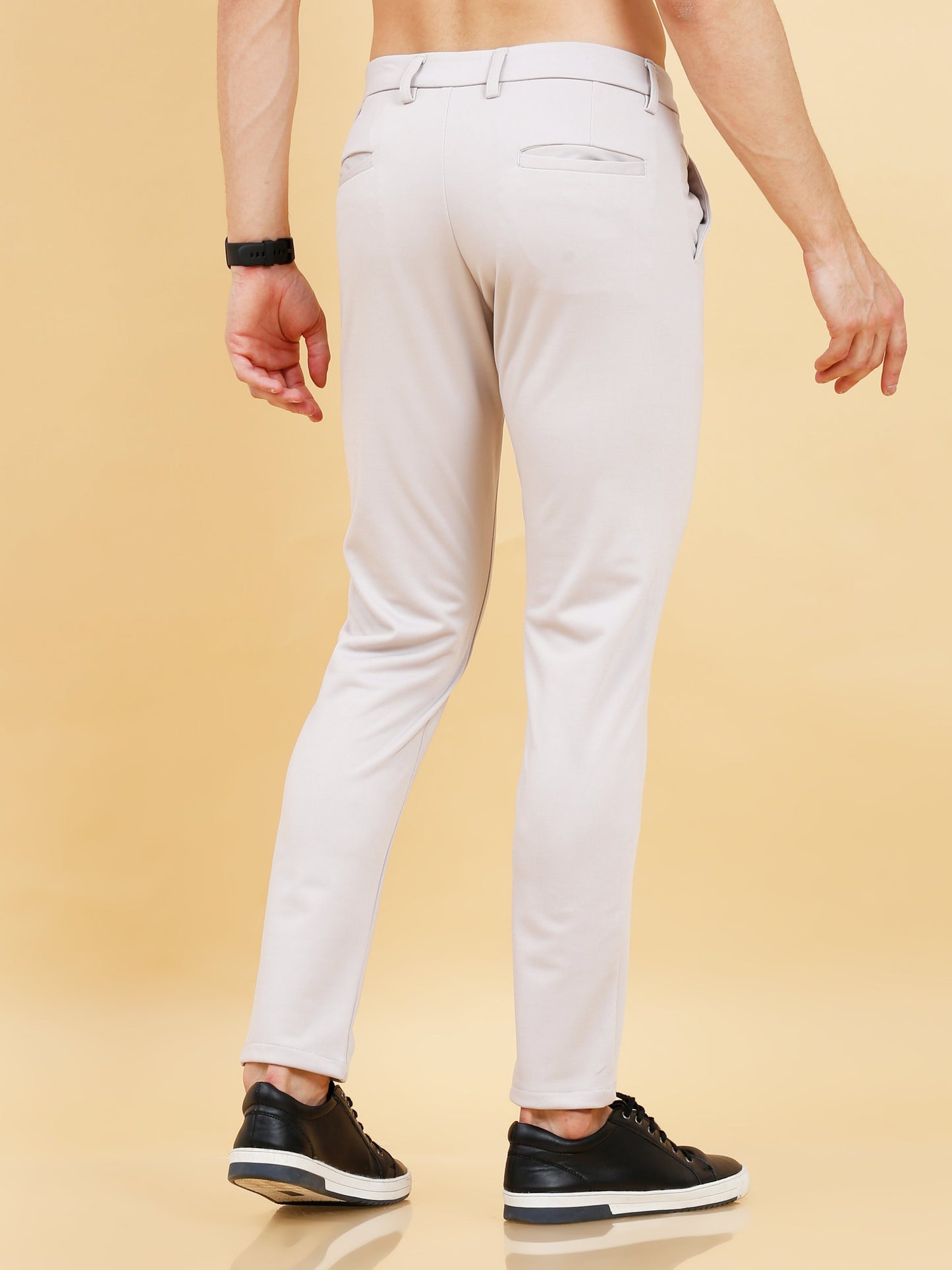 Stretchable Powder White Lycra Trouser