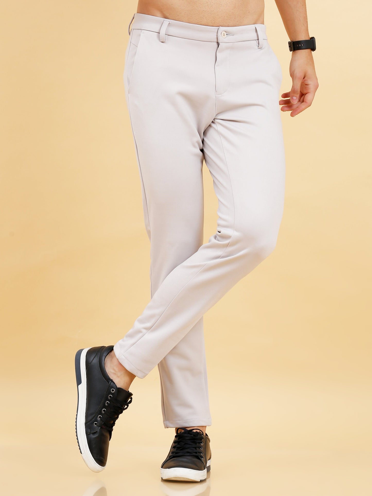 Stretchable Powder White Lycra Trouser