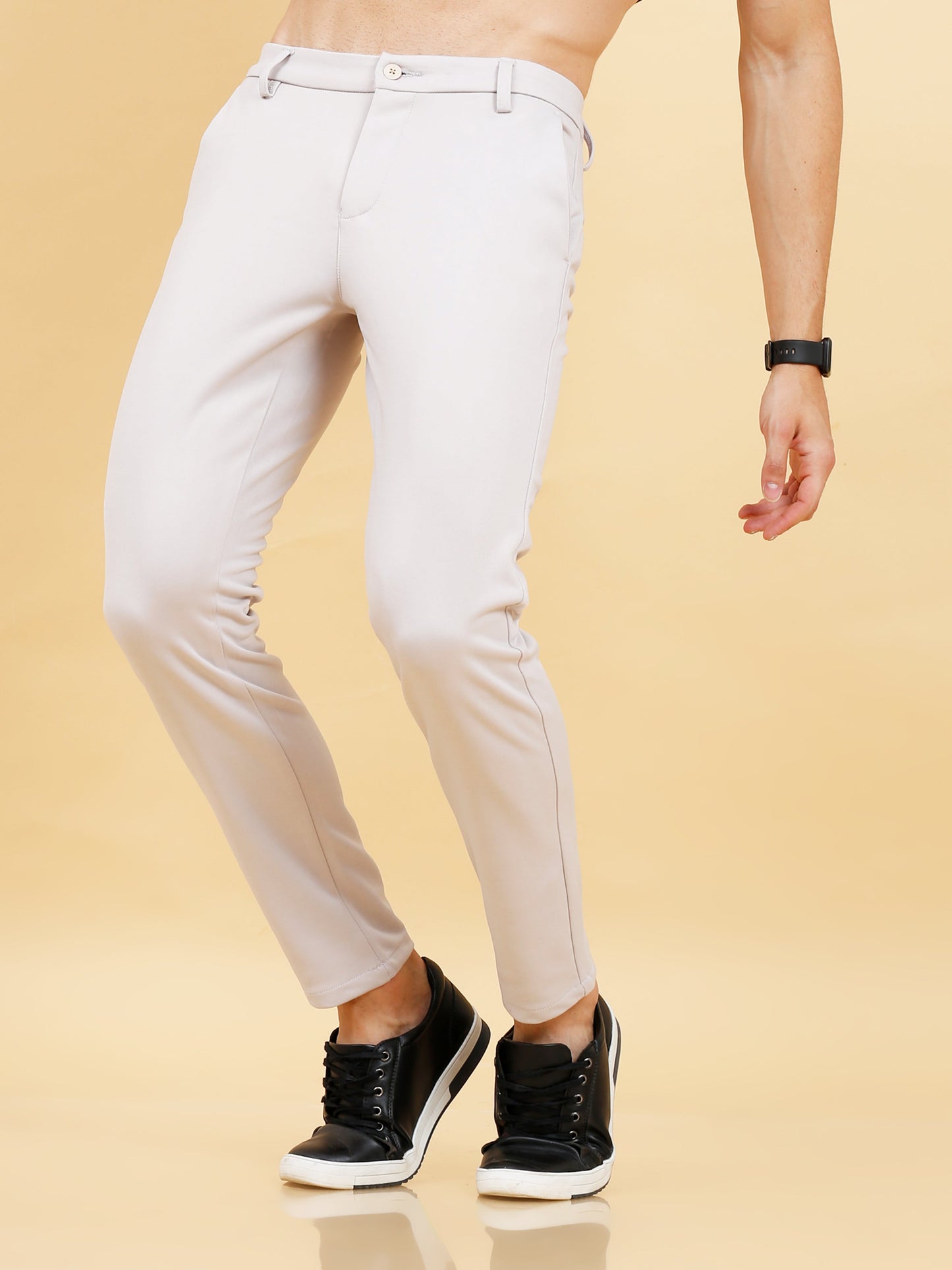 Stretchable Powder White Lycra Trouser