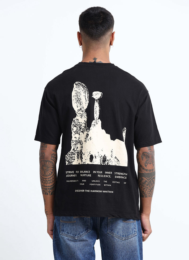 HARMONY Oversized Cotton Printed T-Shirt Black Anthracite
