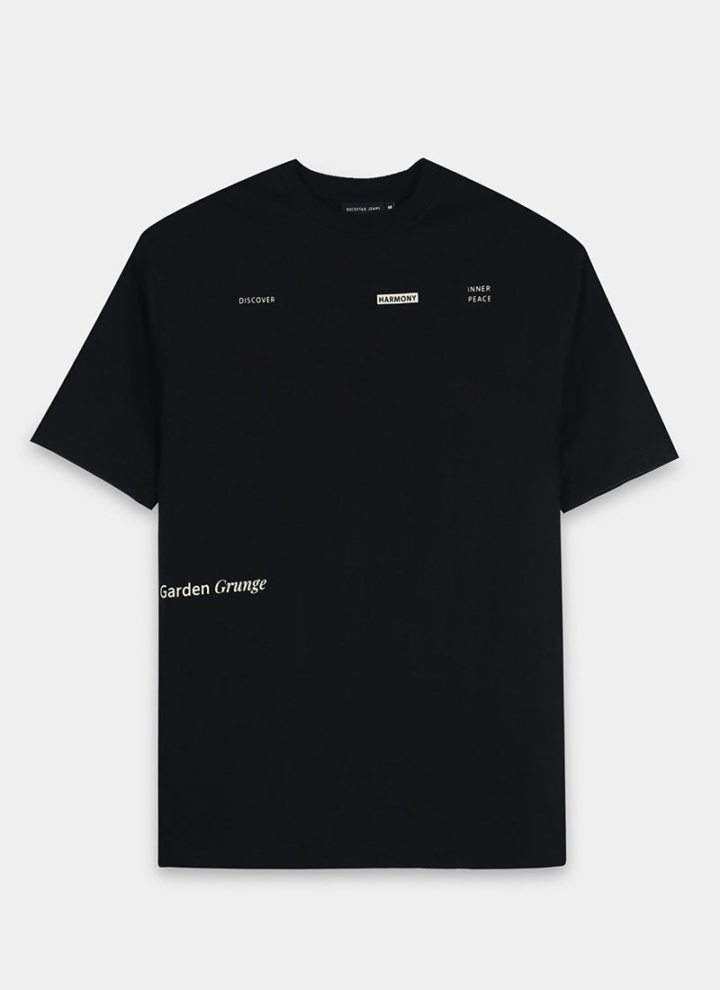HARMONY Oversized Cotton Printed T-Shirt Black Anthracite