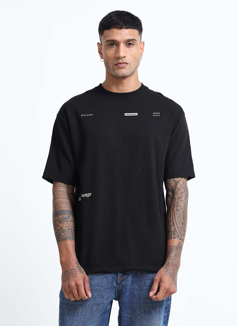 HARMONY Oversized Cotton Printed T-Shirt Black Anthracite