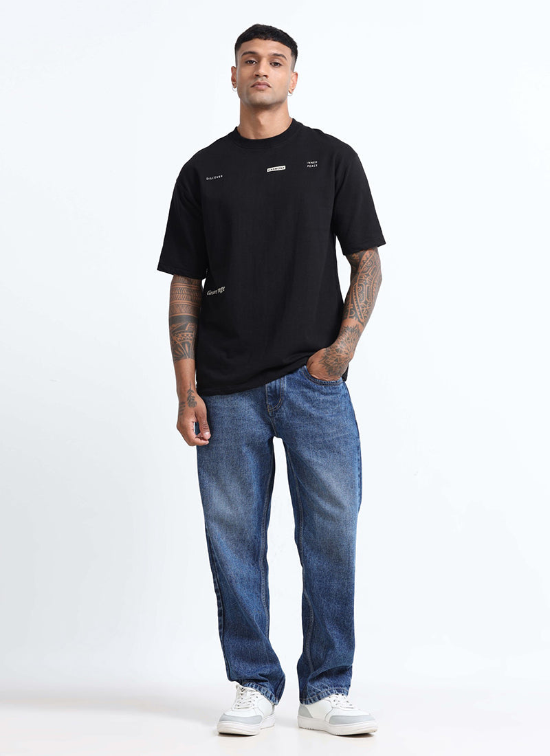 HARMONY Oversized Cotton Printed T-Shirt Black Anthracite