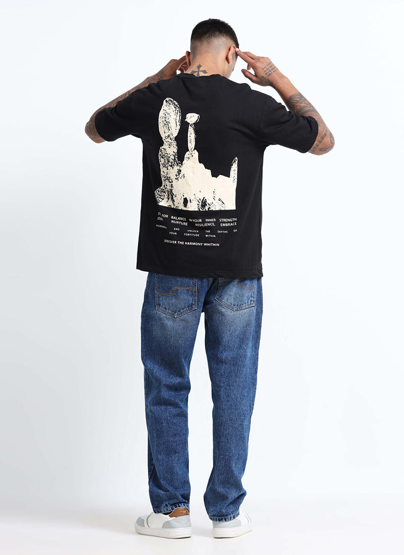 HARMONY Oversized Cotton Printed T-Shirt Black Anthracite