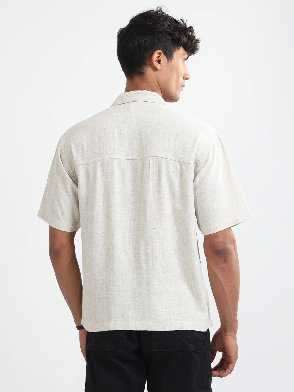 Men Natural Stretch Shirt-Off white