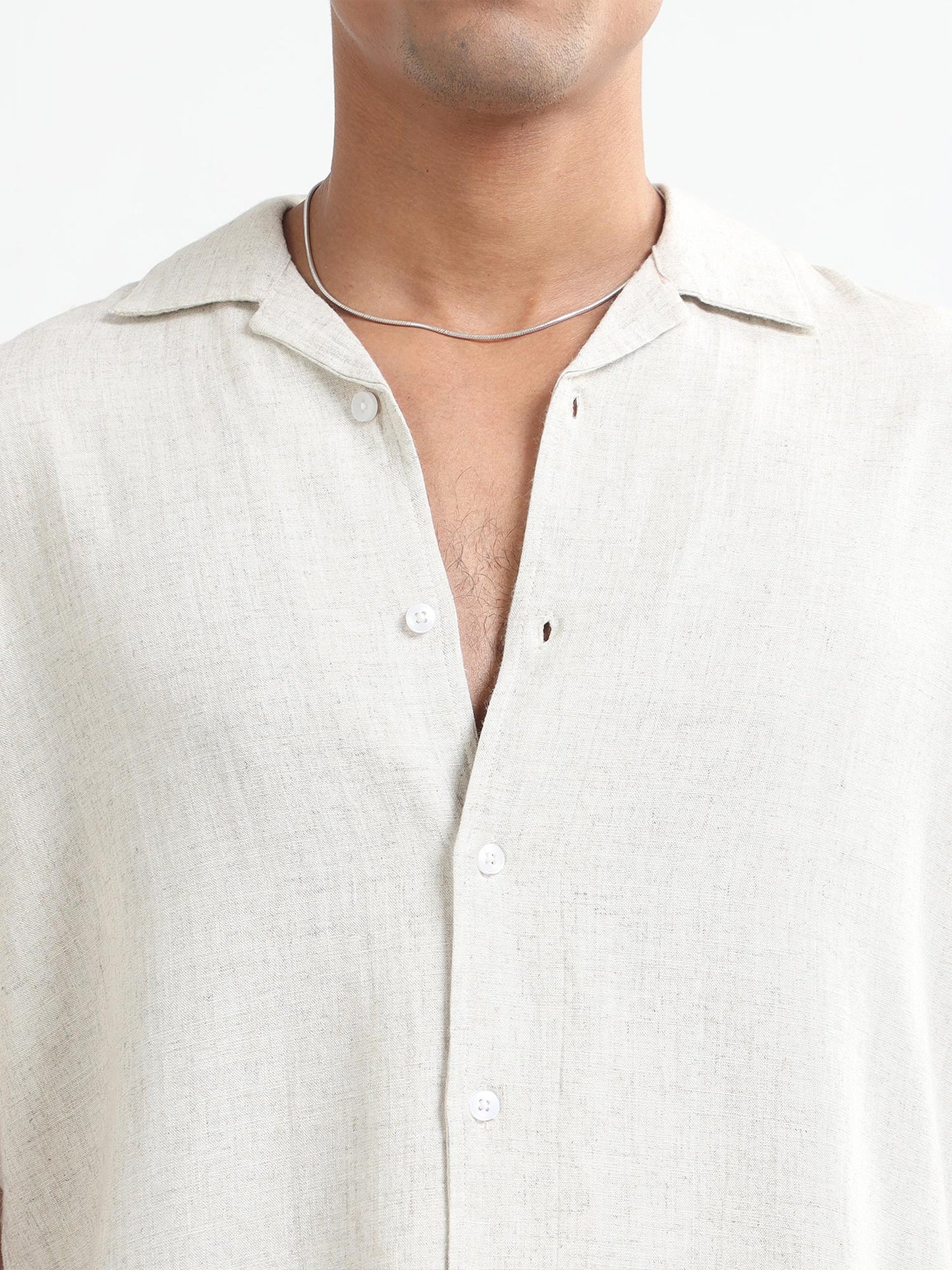 Men Natural Stretch Shirt-Off white