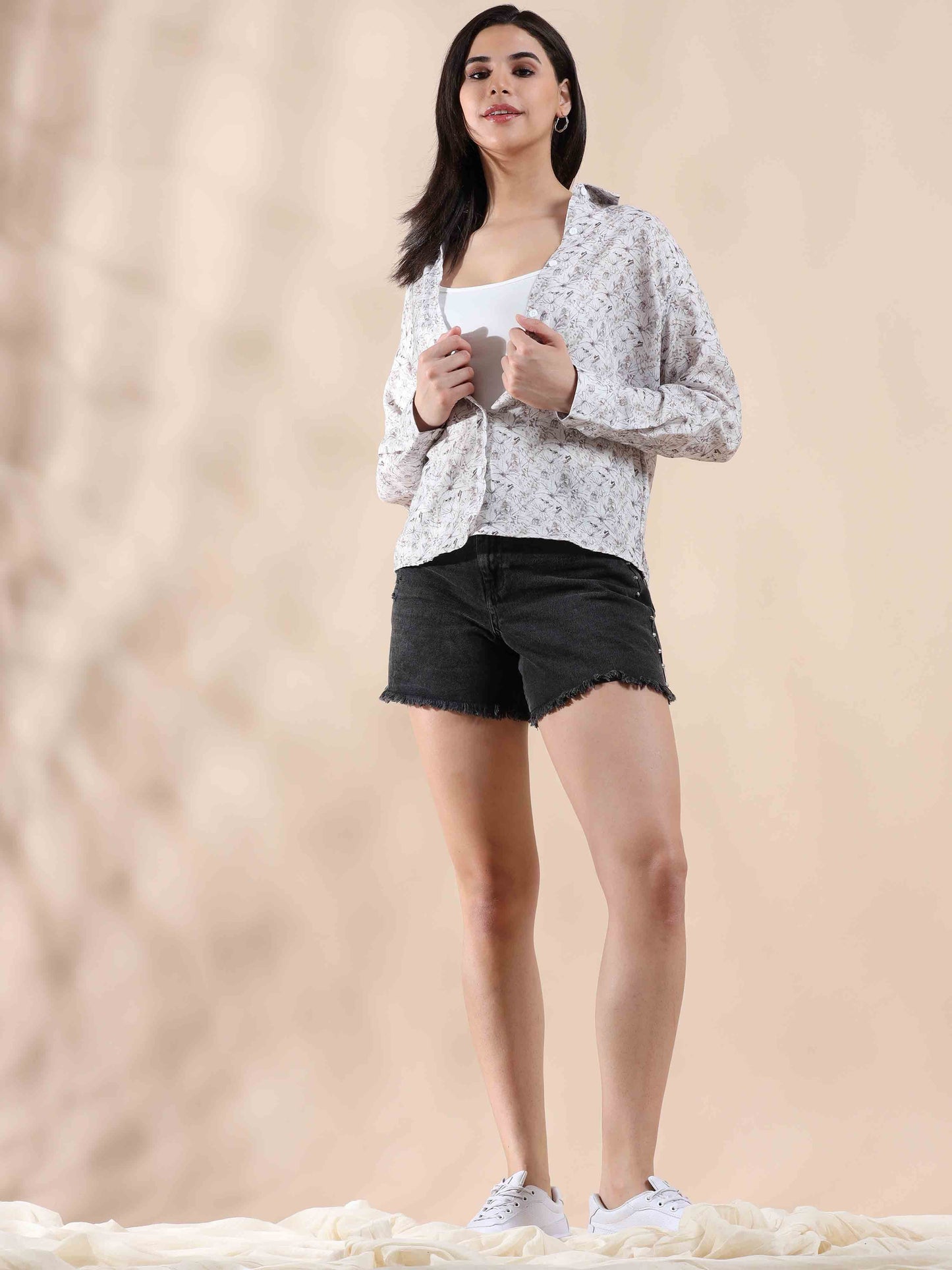 Sunset Quill Grey Cotton Shirt