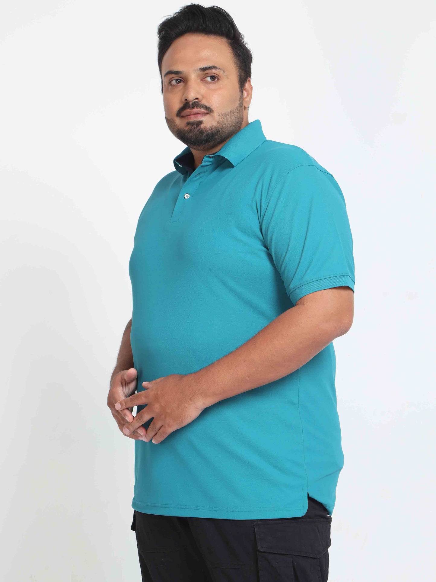 Plus Size Harbour Blue Men's Polo T-shirt