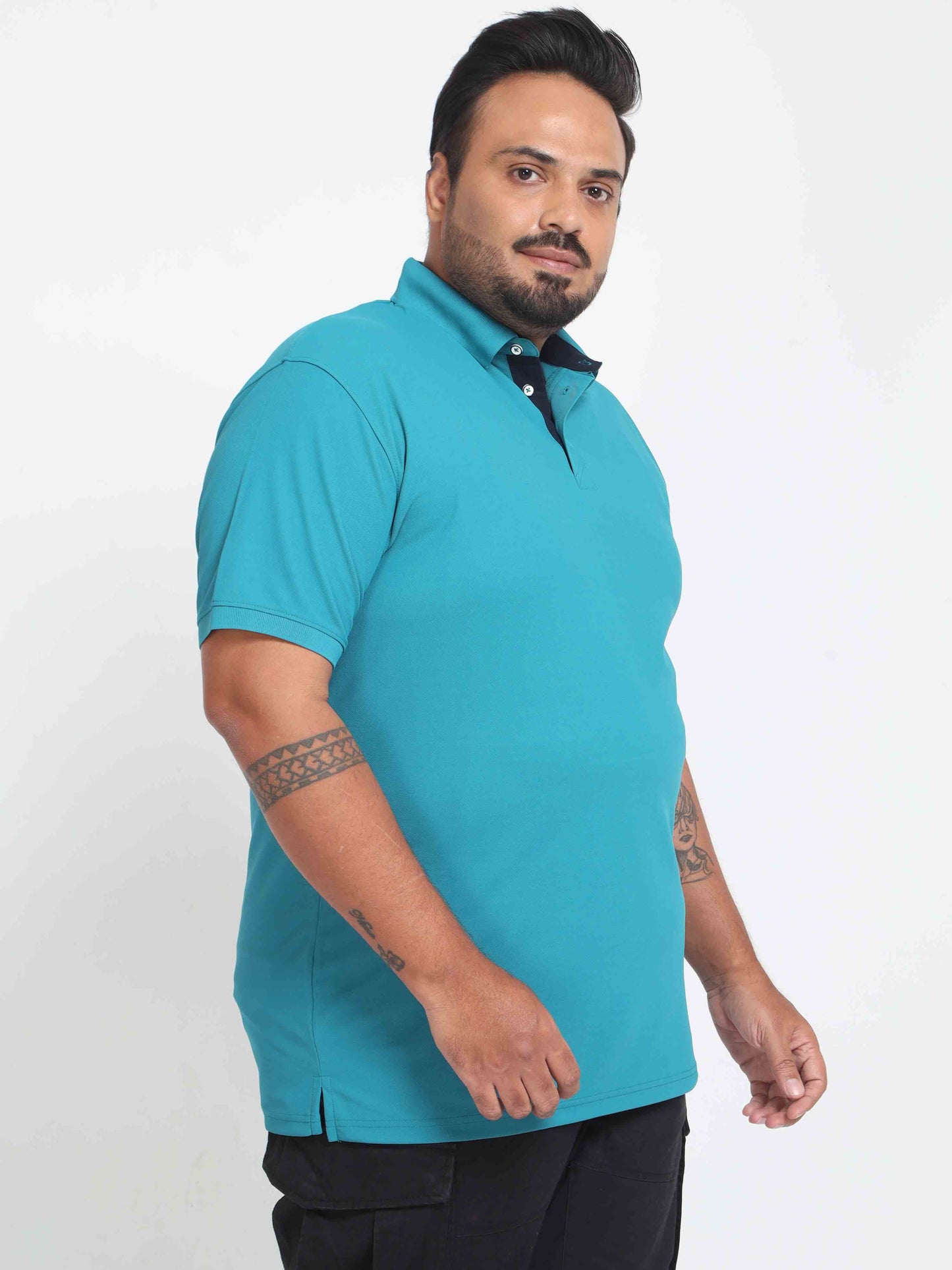 Plus Size Harbour Blue Men's Polo T-shirt