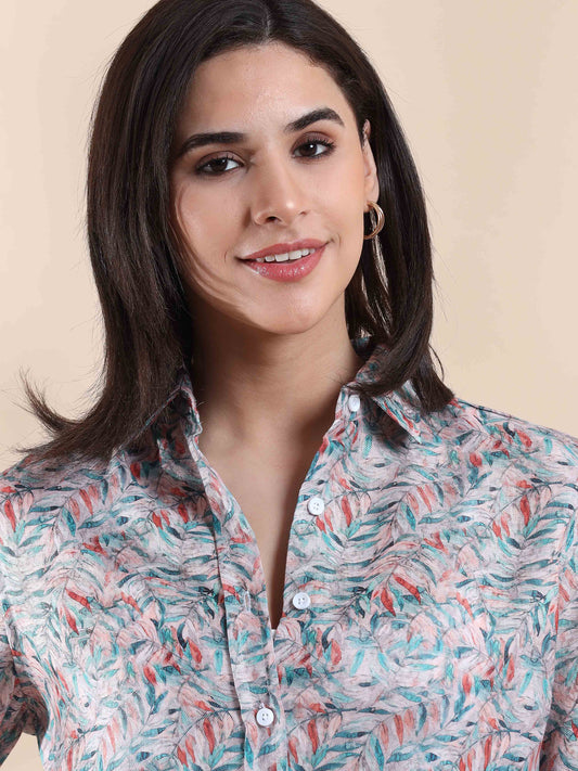 Coral Whisper Cotton Shirt
