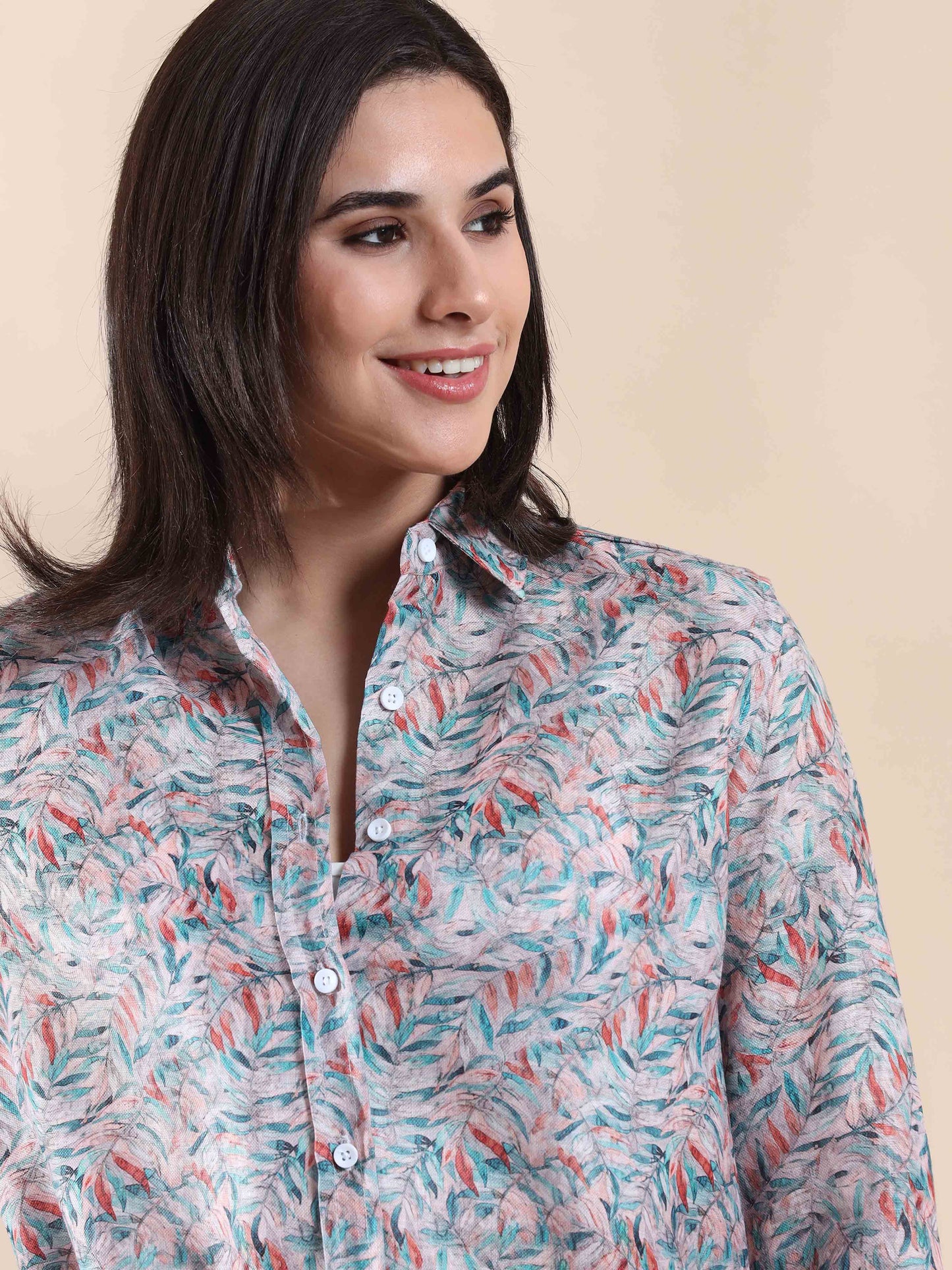 Coral Whisper Cotton Shirt