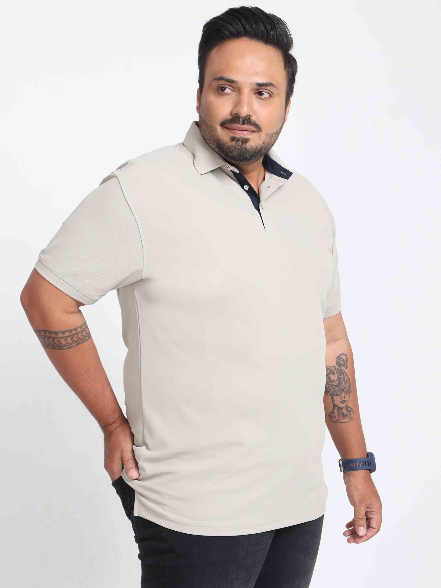 Plus Size Aluminium Men's Polo T-shirt