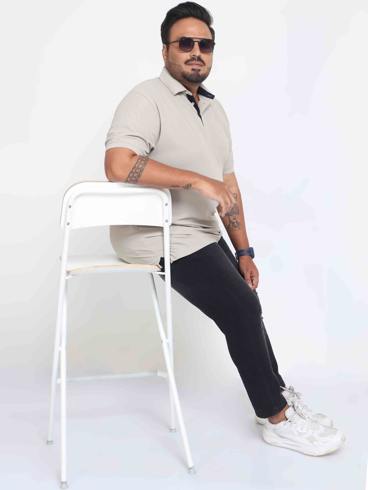 Plus Size Aluminium Men's Polo T-shirt