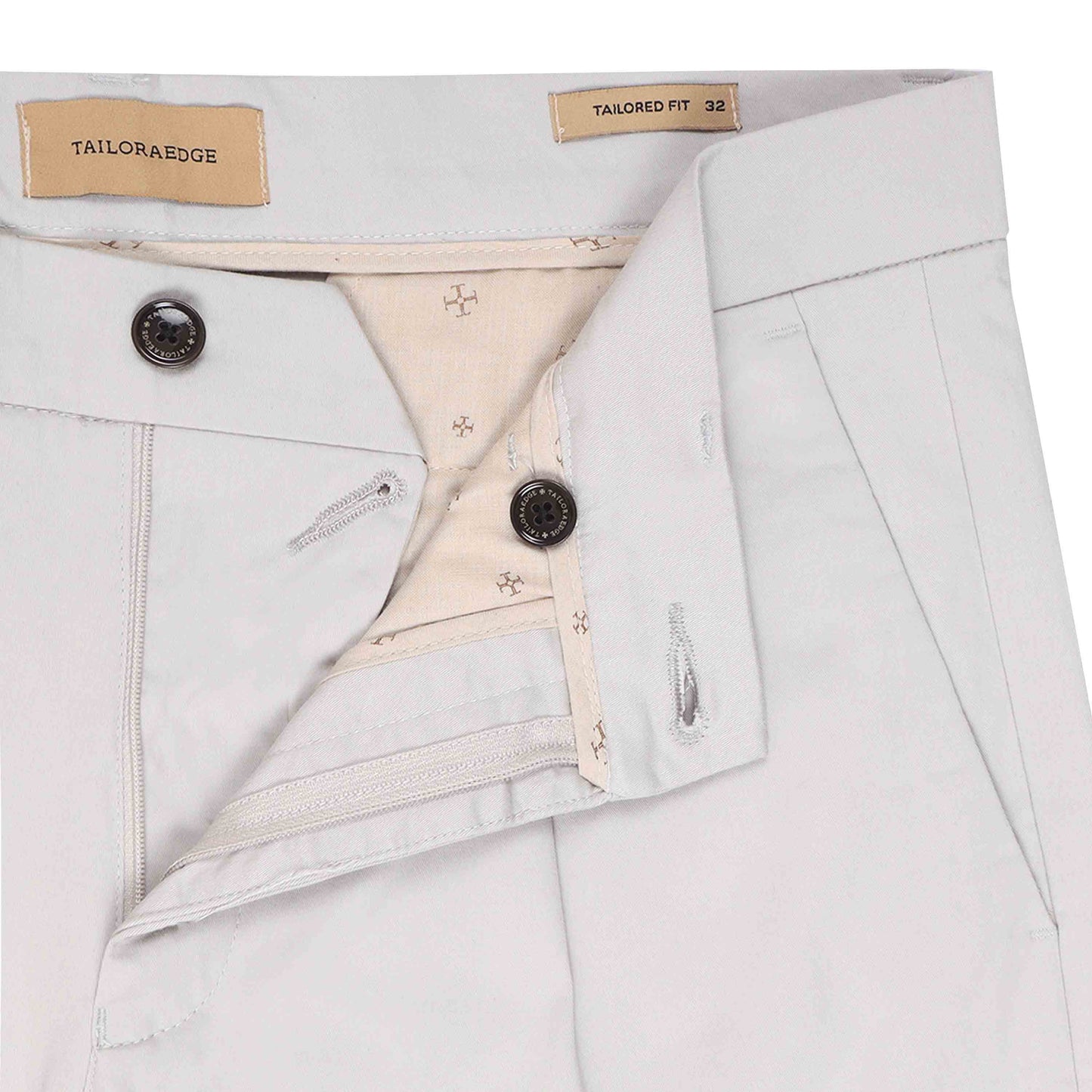 Essential Pleated Powder White Fine Twill Pant