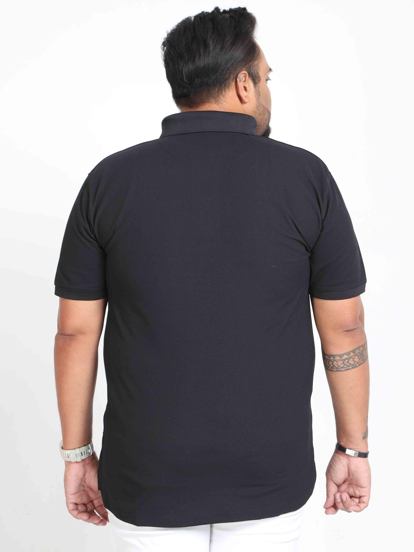 Plus Size Black Men's Polo T-shirt