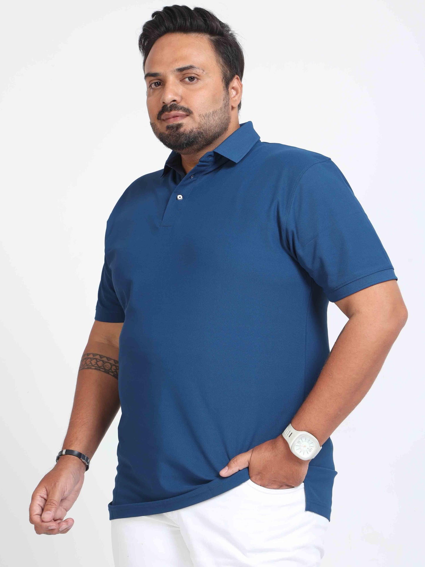Plus Size Rama Blue Men's Polo T-shirt