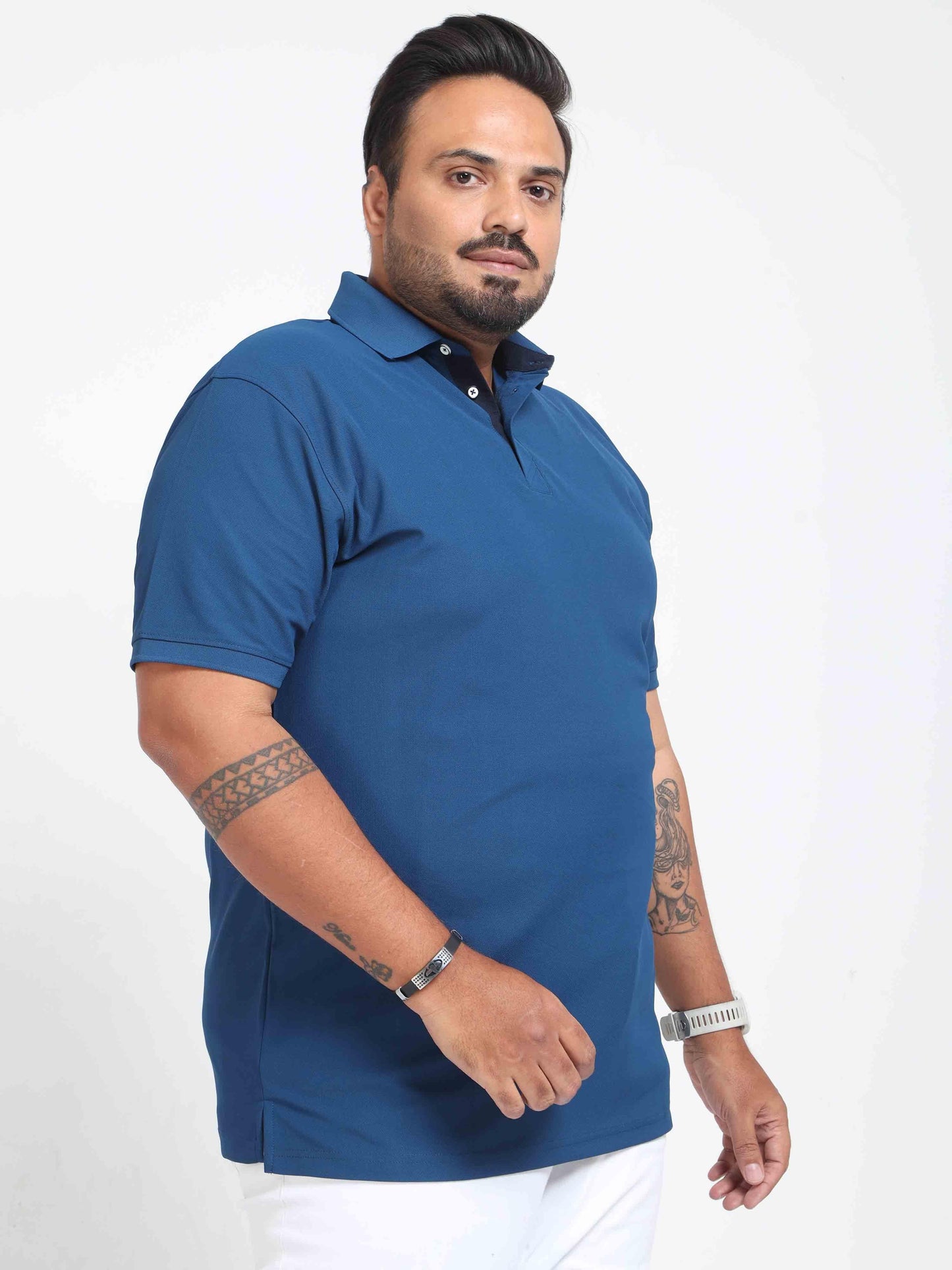 Plus Size Rama Blue Men's Polo T-shirt