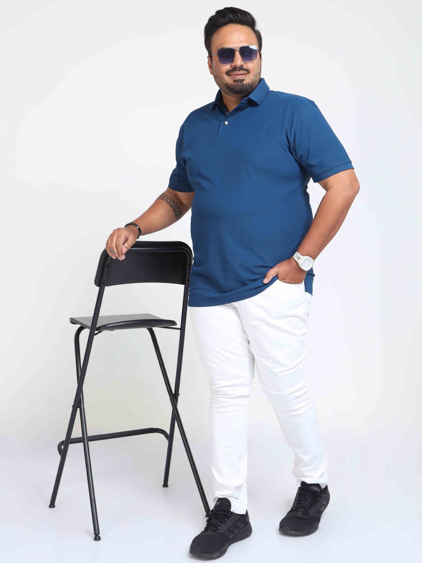 Plus Size Rama Blue Men's Polo T-shirt