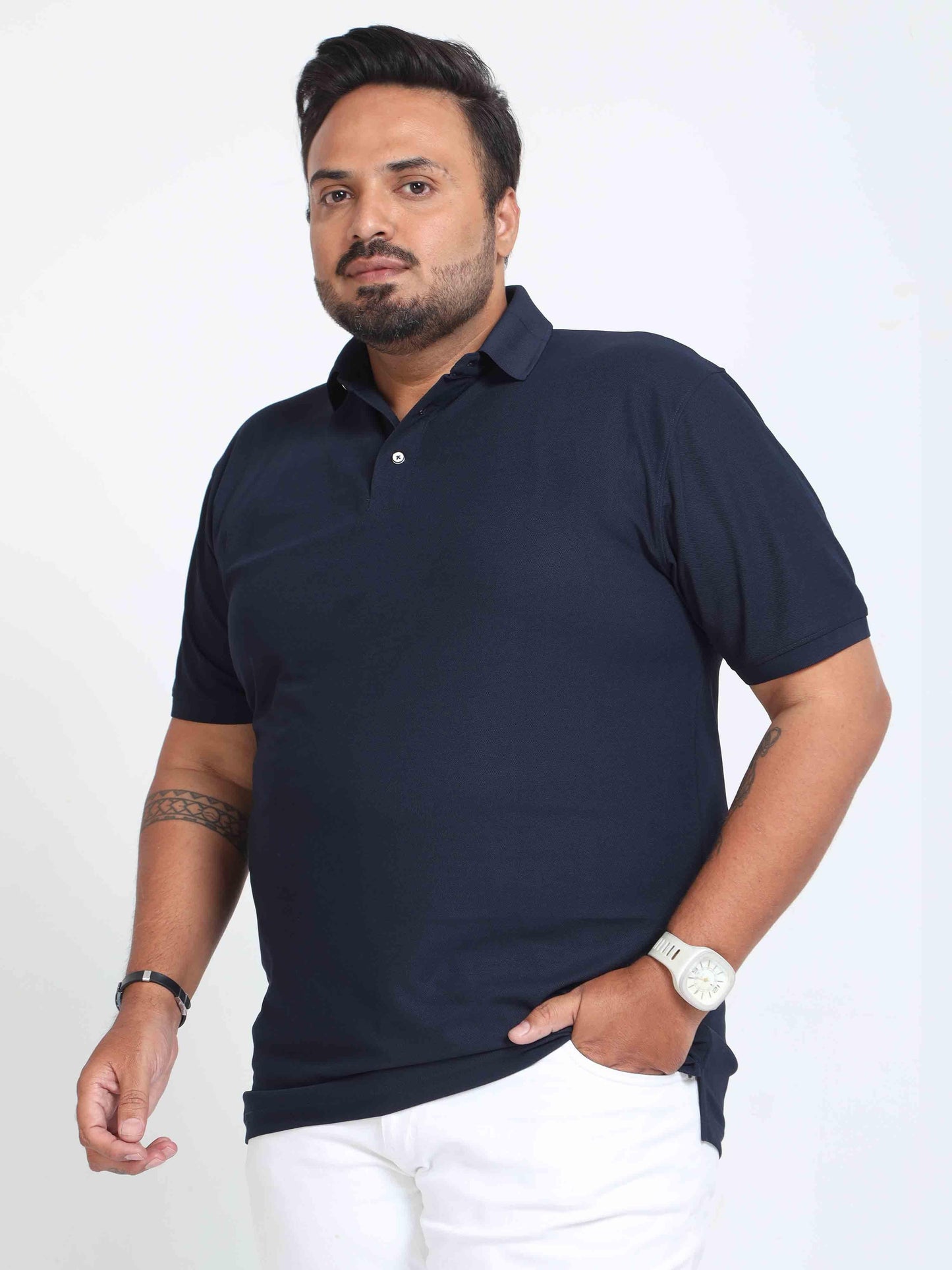 Plus Size True Navy Men's Polo T-shirt