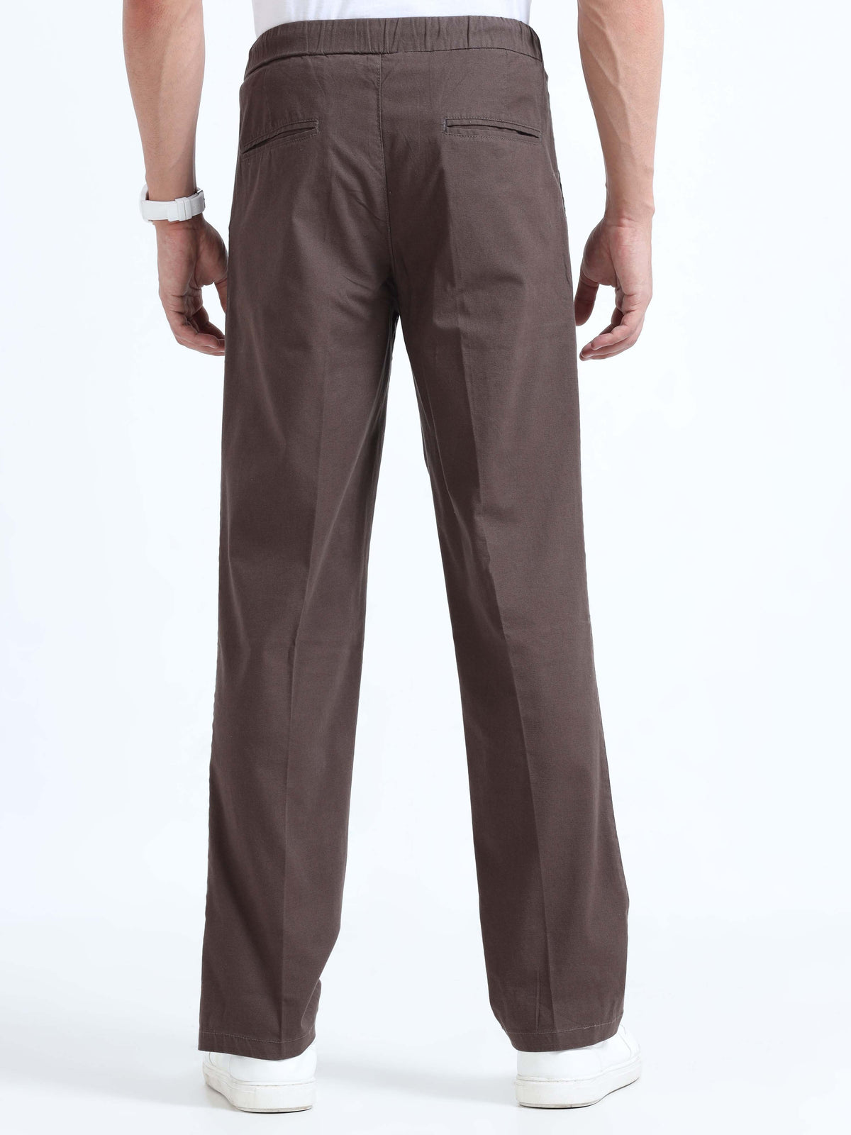 Men Lazy Linen Pleat Pant-Brown