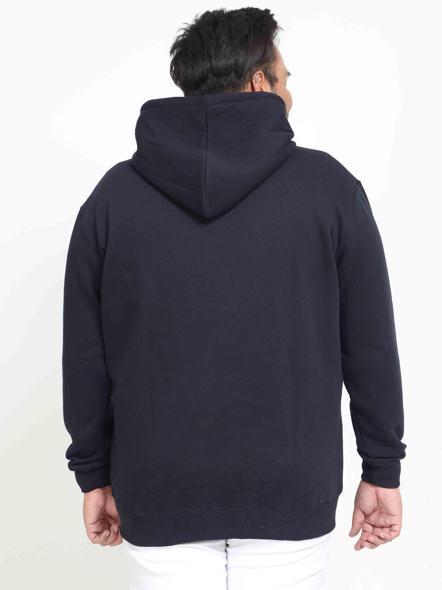 Plus Size Navy Blue Zipper Hoodie