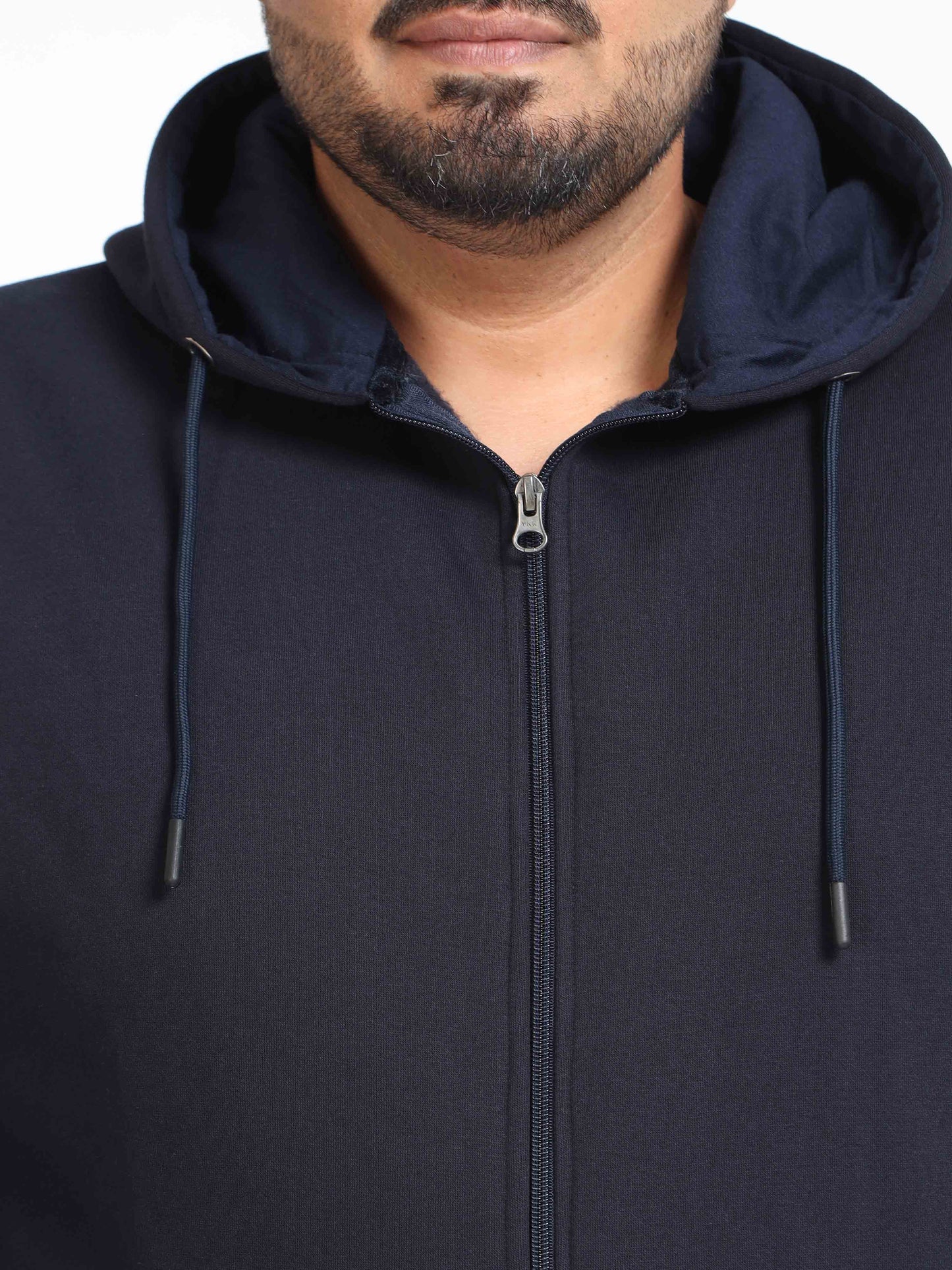 Plus Size Navy Blue Zipper Hoodie