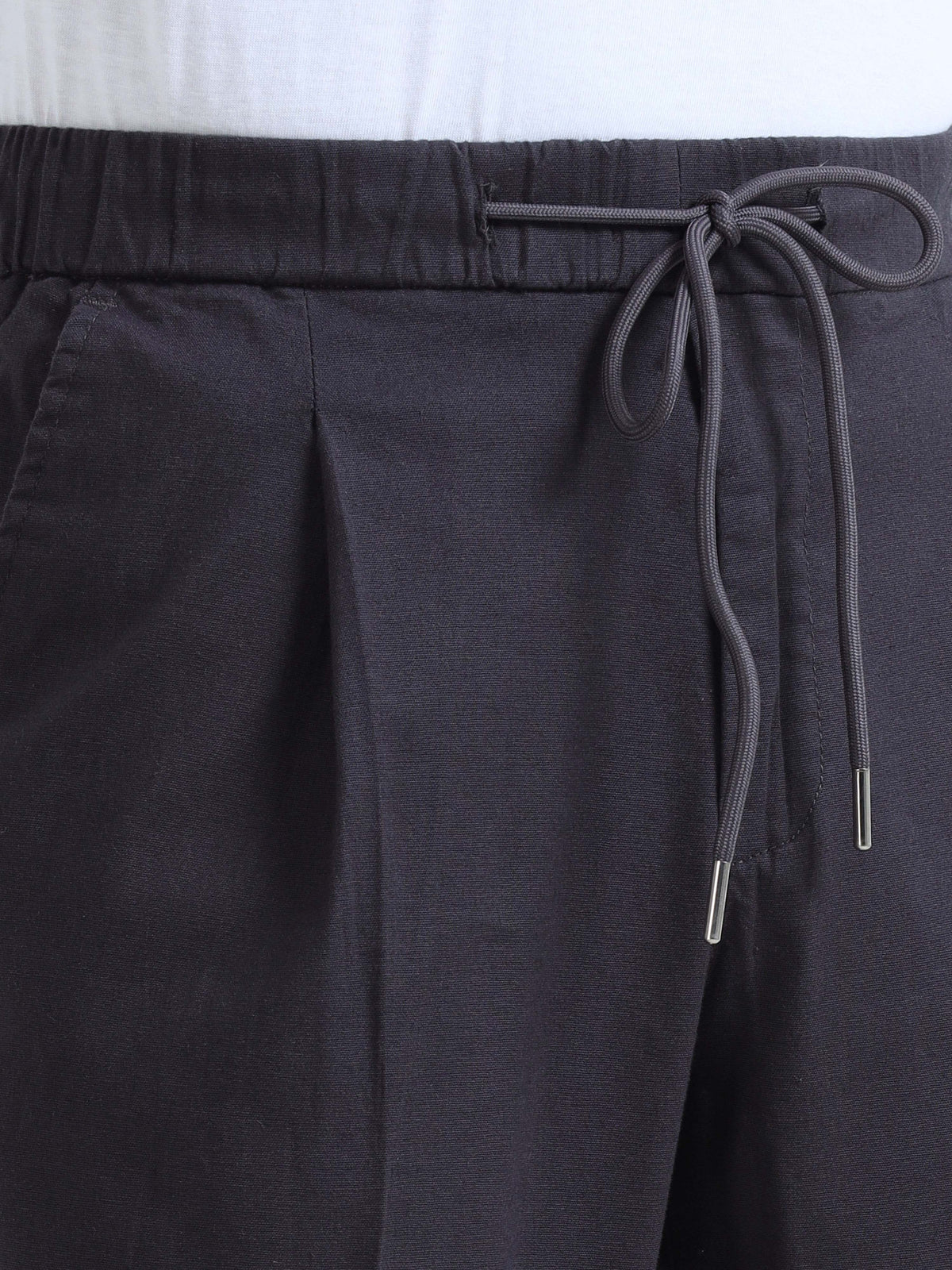 Men Lazy Linen Pleat Pant-Dark Grey