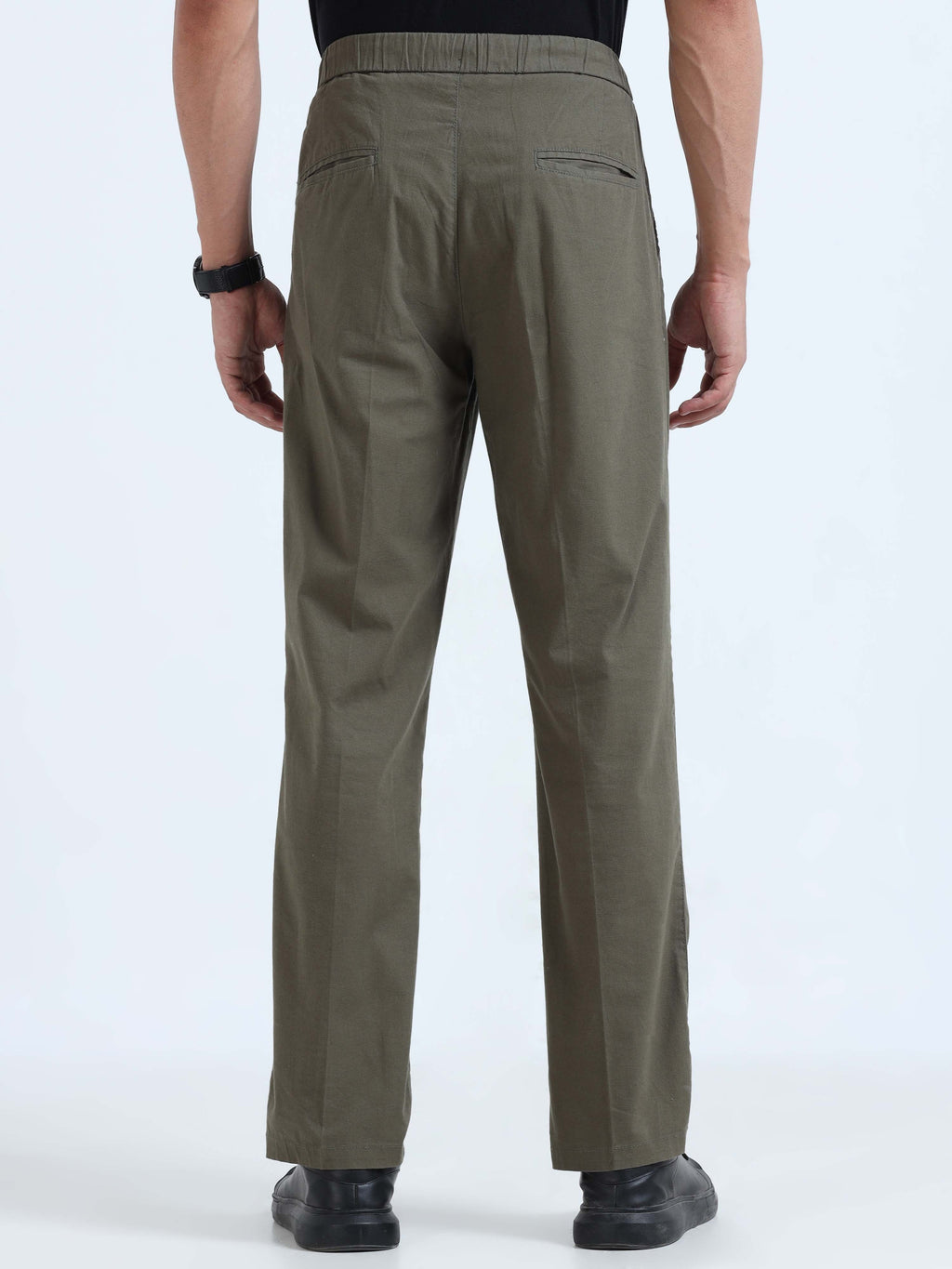 Men Lazy Linen Pleat Pant-Olive