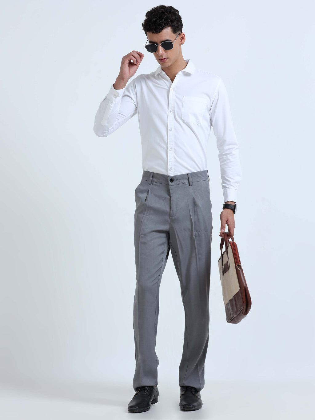 Men Bon Voyage Pleat Pant-Lt Grey