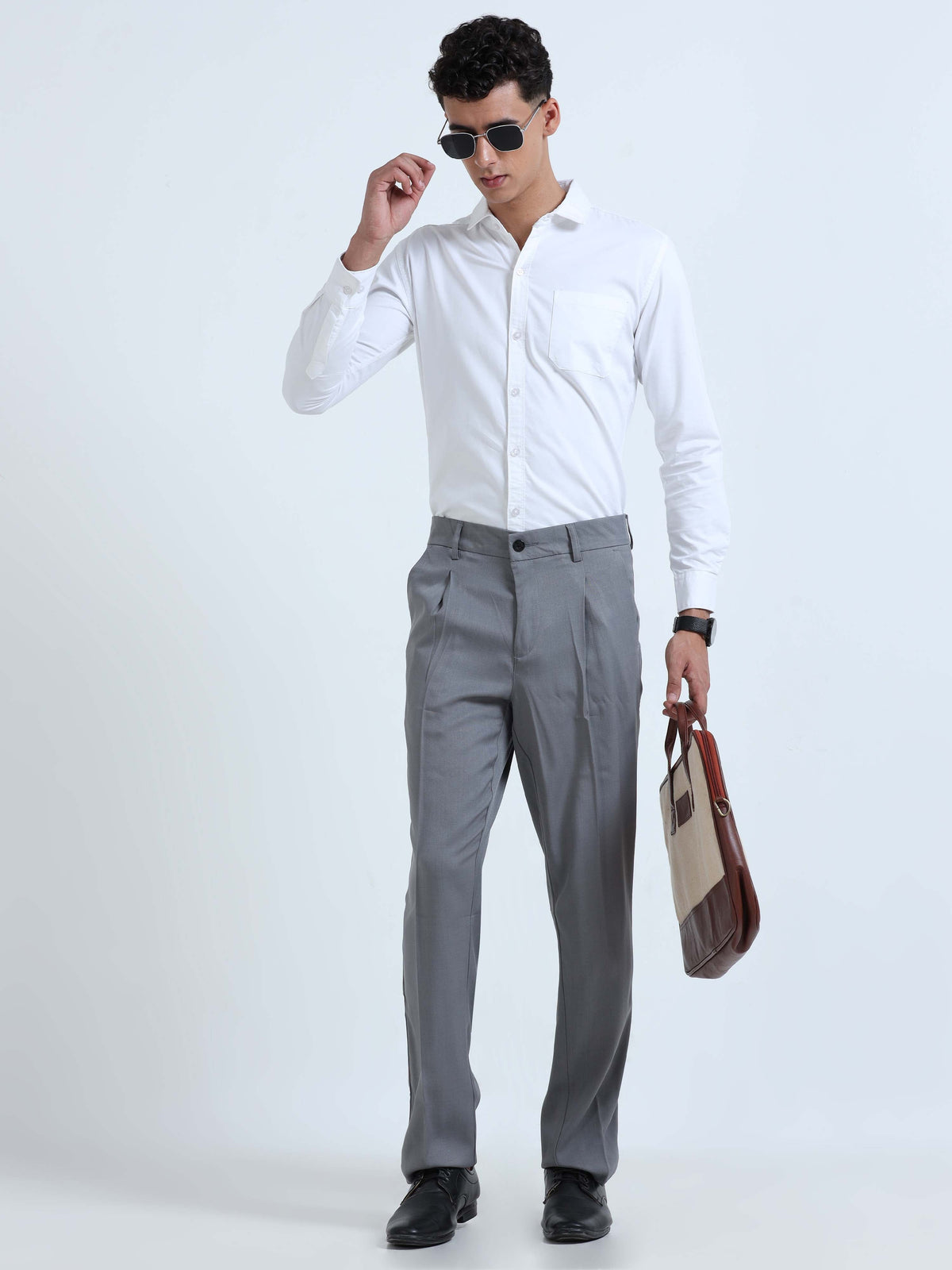 Men Bon Voyage Pleat Pant-Lt Grey