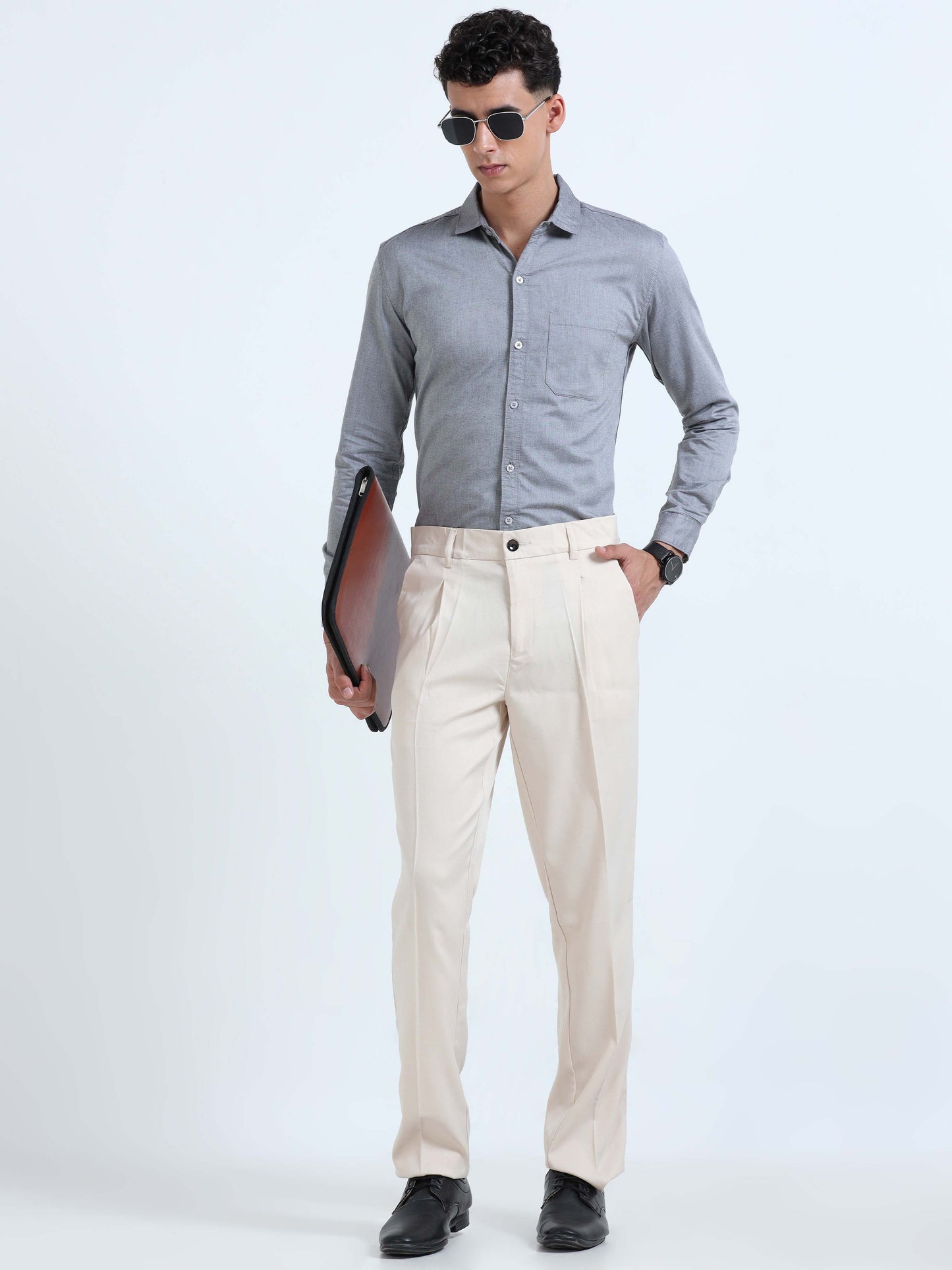 Men Bon Voyage Pleat Pant-Cream