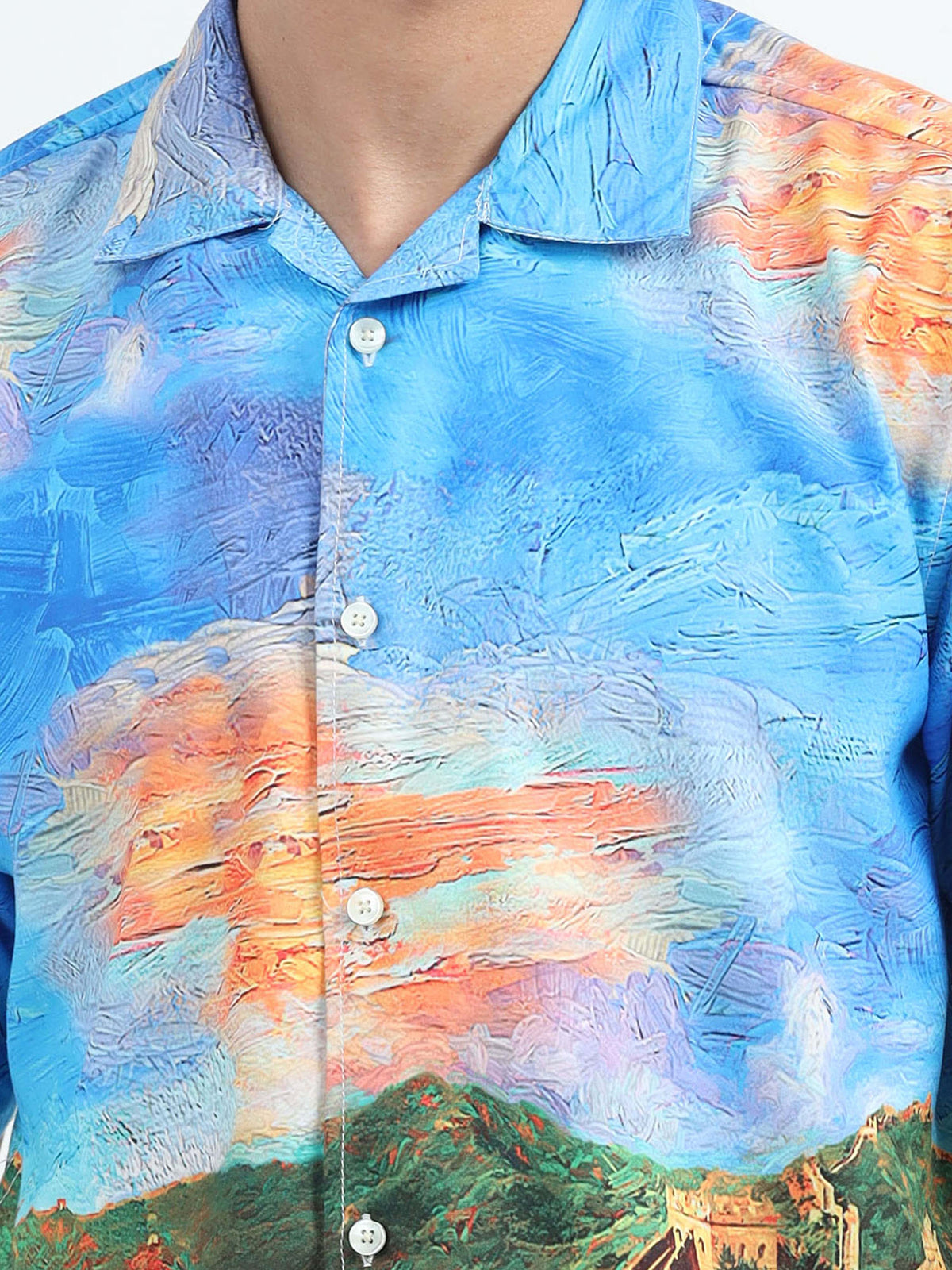 Men Great Wall of China Oversized Shirts-Great Wall of China