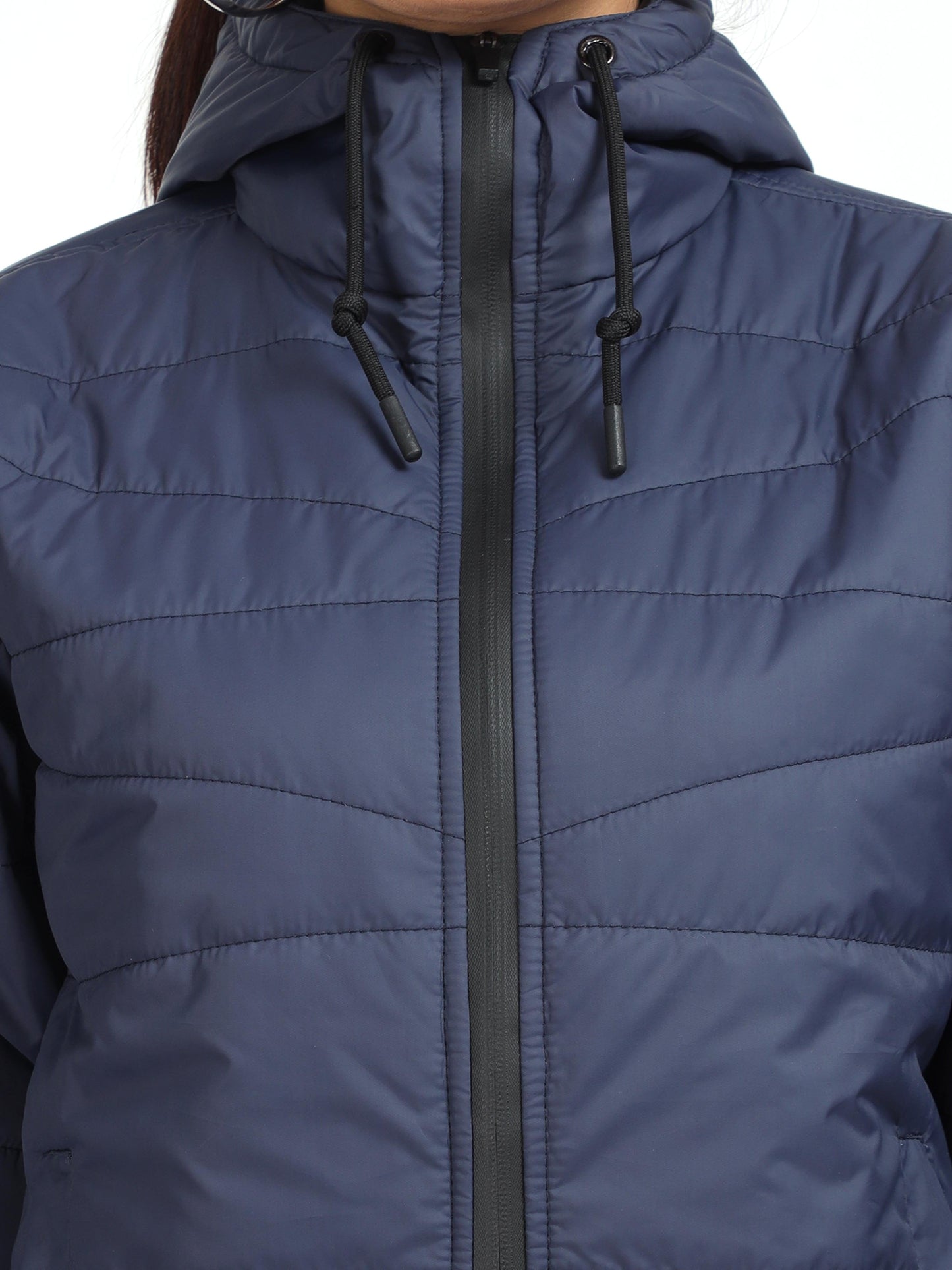 Men Navy Blue Bomber Jacket with Hood