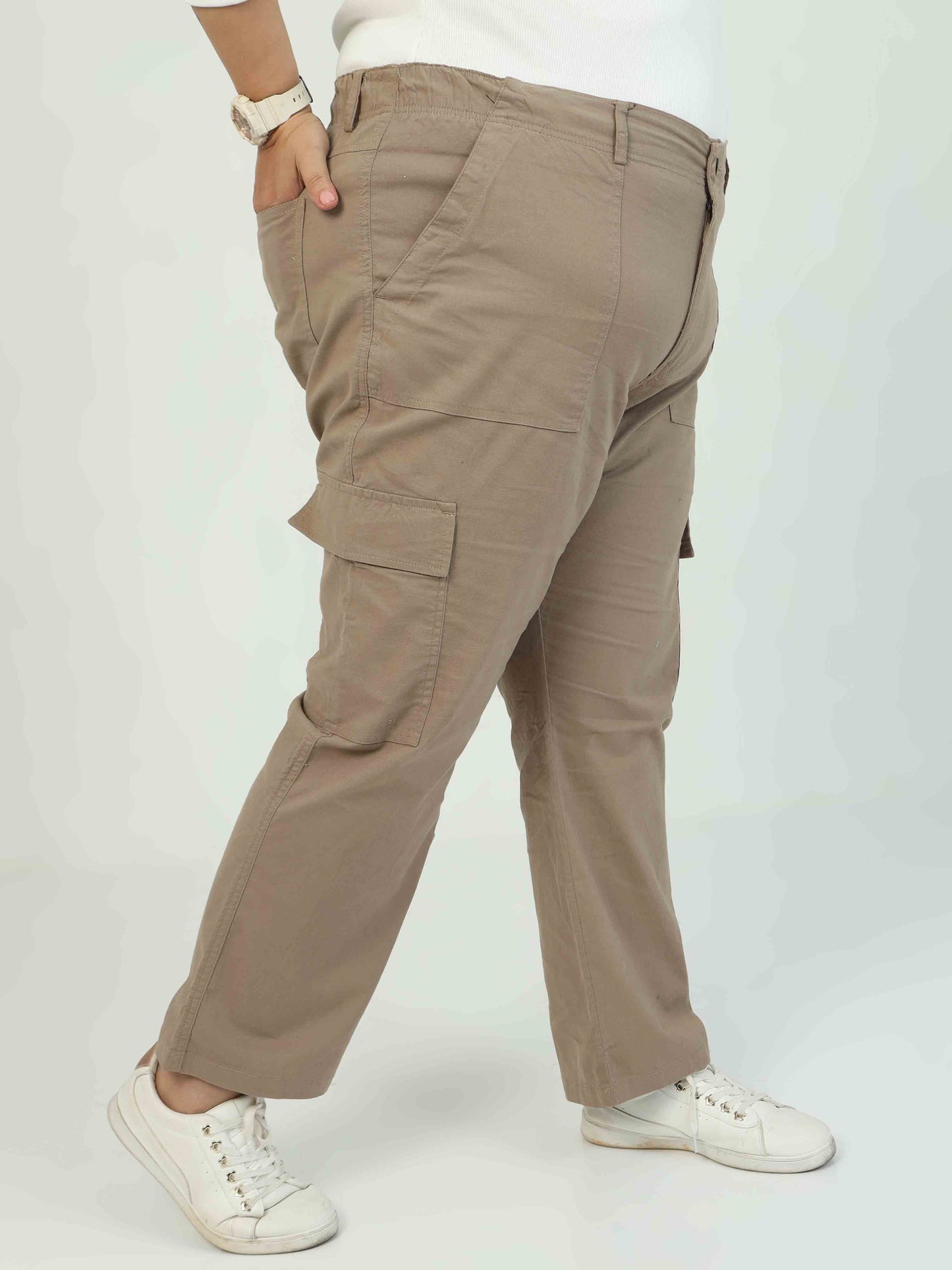 Women Curve Cargos-Beige
