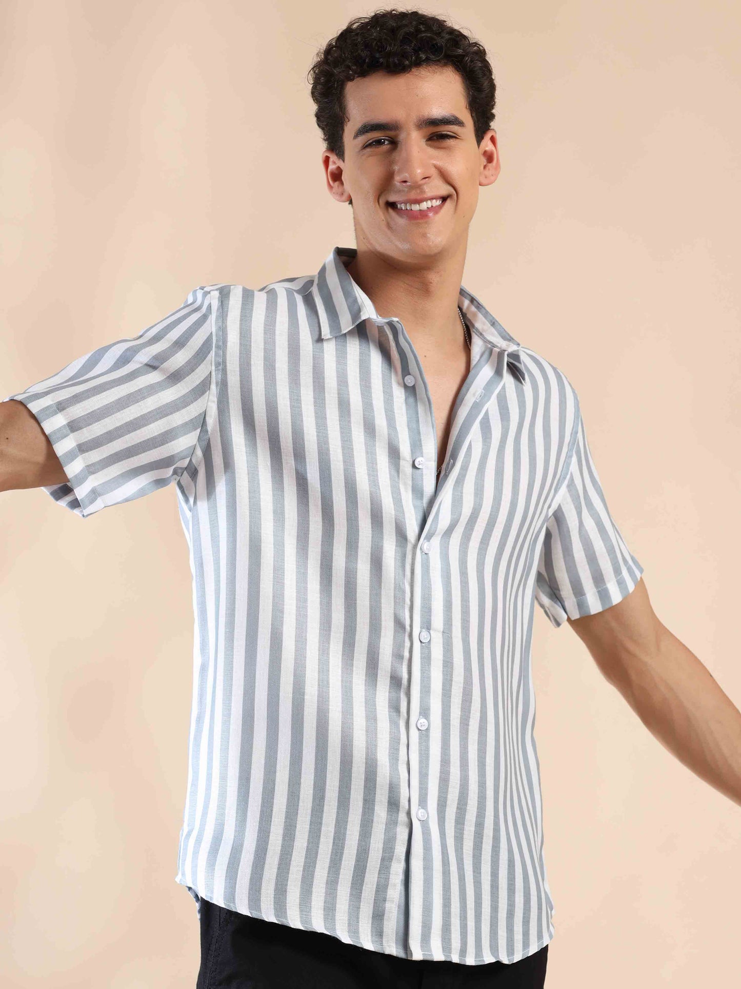 Whispering Ash Stripes Cotton Shirt